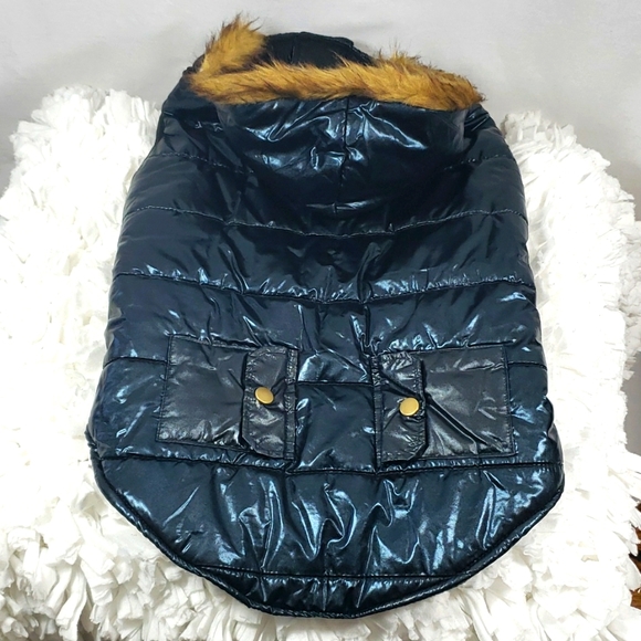 Frisco Glossy Black Insulated Dog Puffer Coat - Picture 8 of 9